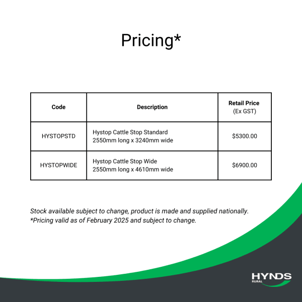 Hystop Cattlestop Pricing