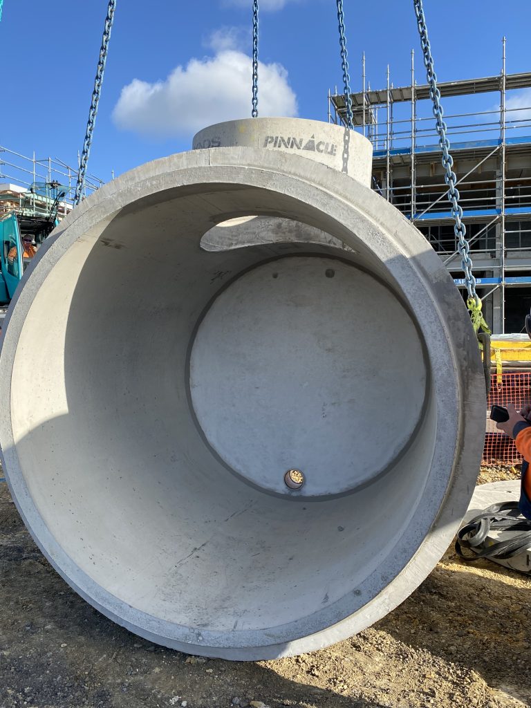 inside of concrete holding tank